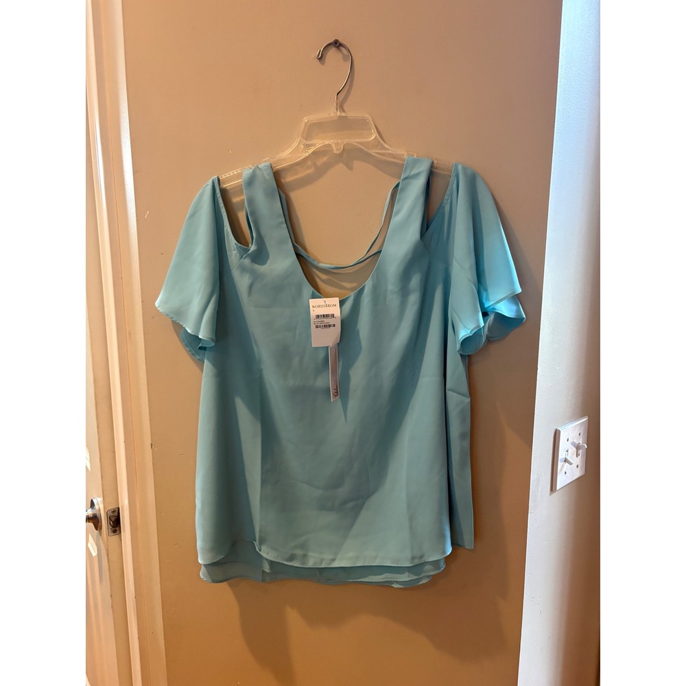 Chelsea28 Blue Merchant Cold Nordstrom Shoulder Strappy Back Blouse Large NEW